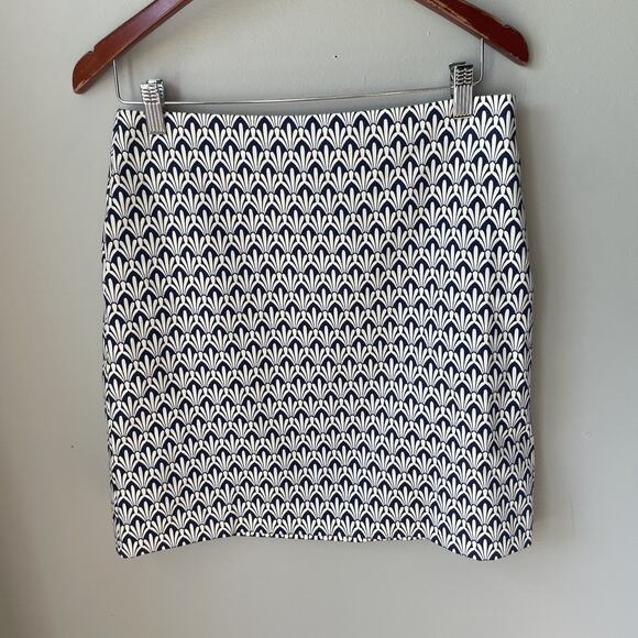 Talbots A-Line Skirt Womens Size 4 Navy Cotton Blend‎ Zip Side Lined Skirt - Picture 1 of 8